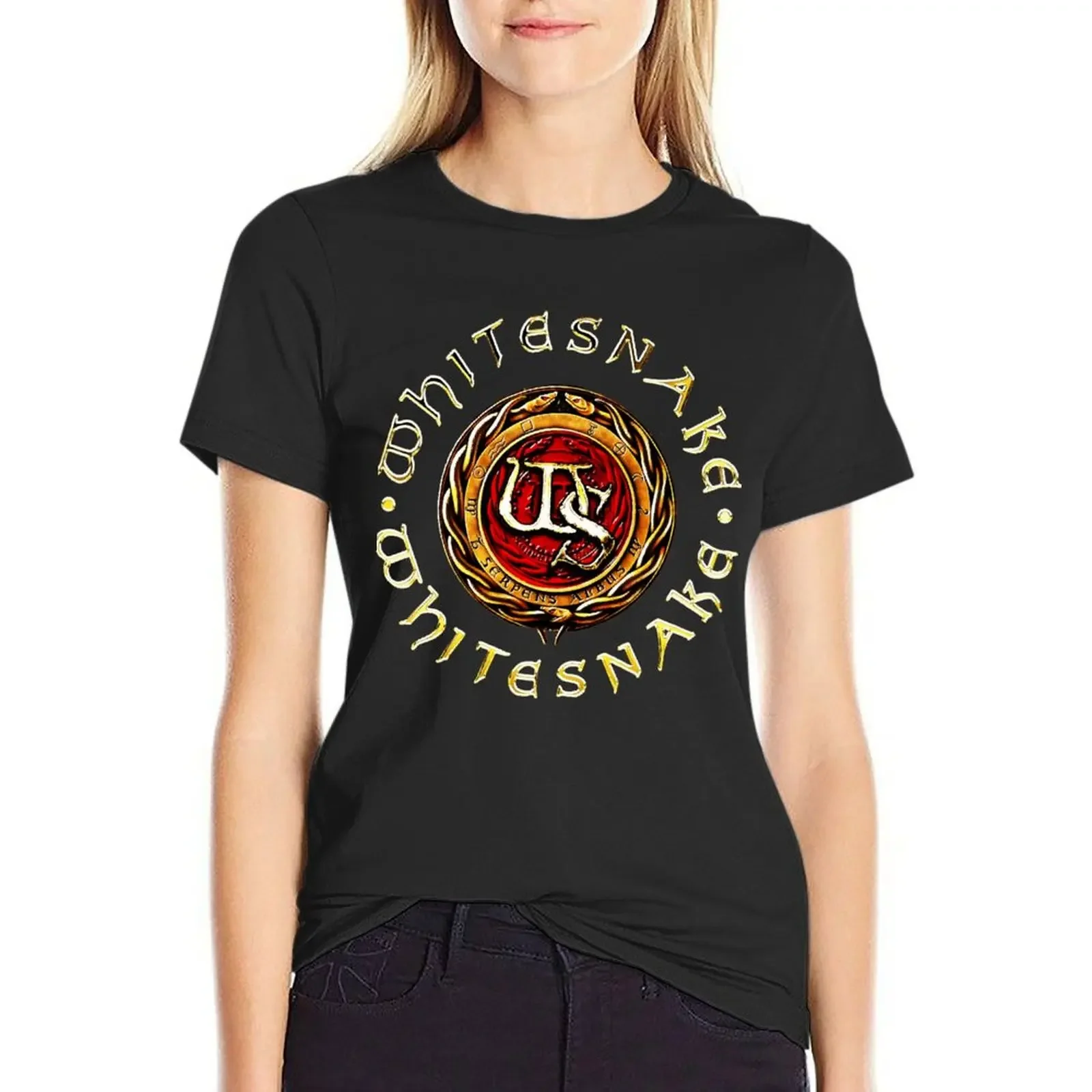 

whitesnake logo band rock metal 90art T-Shirt animal print blacks animal print shirt for girls t shirts for Women graphic