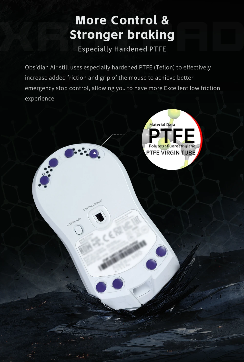 X-Raypad Obsidian – podeszwy do myszy bezprzewodowej, pasujące do wszystkich modeli – ciche działanie i precyzyjne sterowanie. — zdjęcie produktu 5