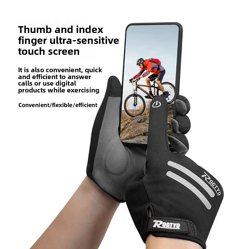 

Зимние термовелосипедные перчатки для мужчин и женщин, велосипедные перчатки с сенсорным экраном и защитой запястья, противоударные противоскользящие перчатки для езды на велосипеде
