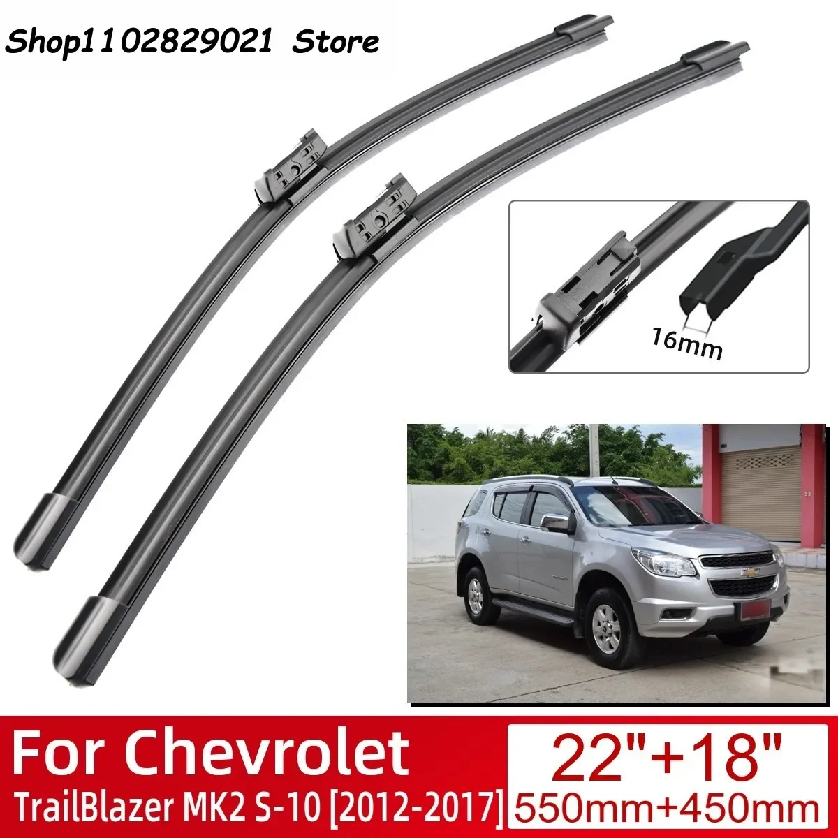 

For Chevrolet TrailBlazer MK2 S-10 2012-2017 Car Accessories Front Windscreen Wiper Blade Brushes 2017 2016 2015 2014 2013 2012