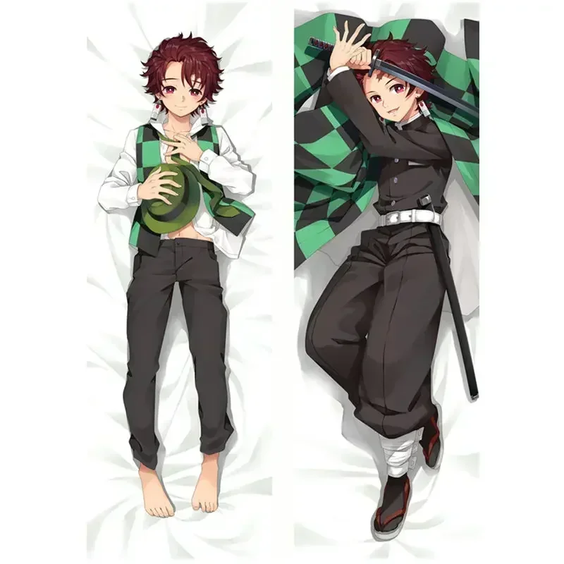 Anime Demon Slayer Kamado Tanjirou Hashibira Inosuke 2way Dakimakura Case Two-sided 3D Print Bedding Hugging Body Pillow Cover