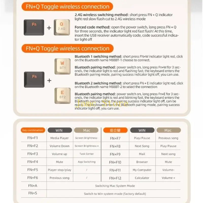 LX0B Bluetooth-kompatibel 2,4G Mechanische Gefühl Spiel Tastaturen PBT Tastenkappe Wireless