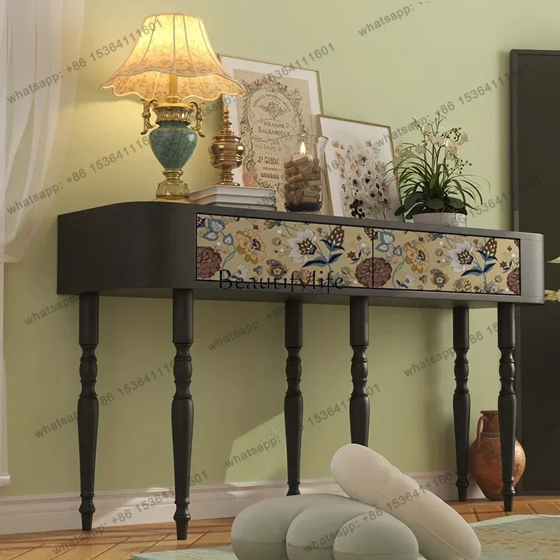 FG Entry Solid Wood Entrance Table French Solid Wood Locker Painted Decoration