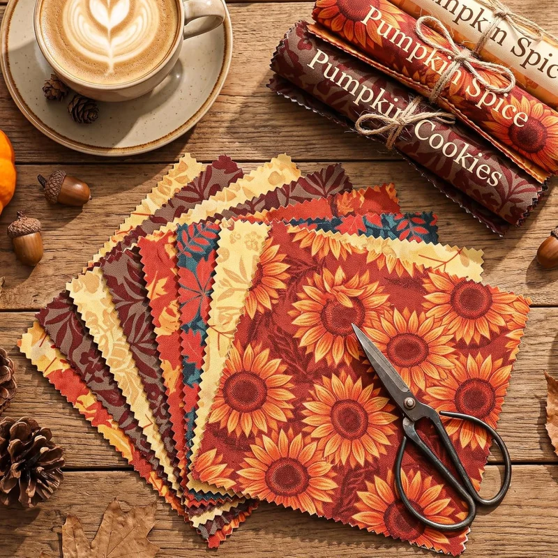 Autumn Charm Pack 42/84Pcs, Pre-Cut Fall Quilting Fabric, Patchwork Material for DIY Quilt Making & Handcraft