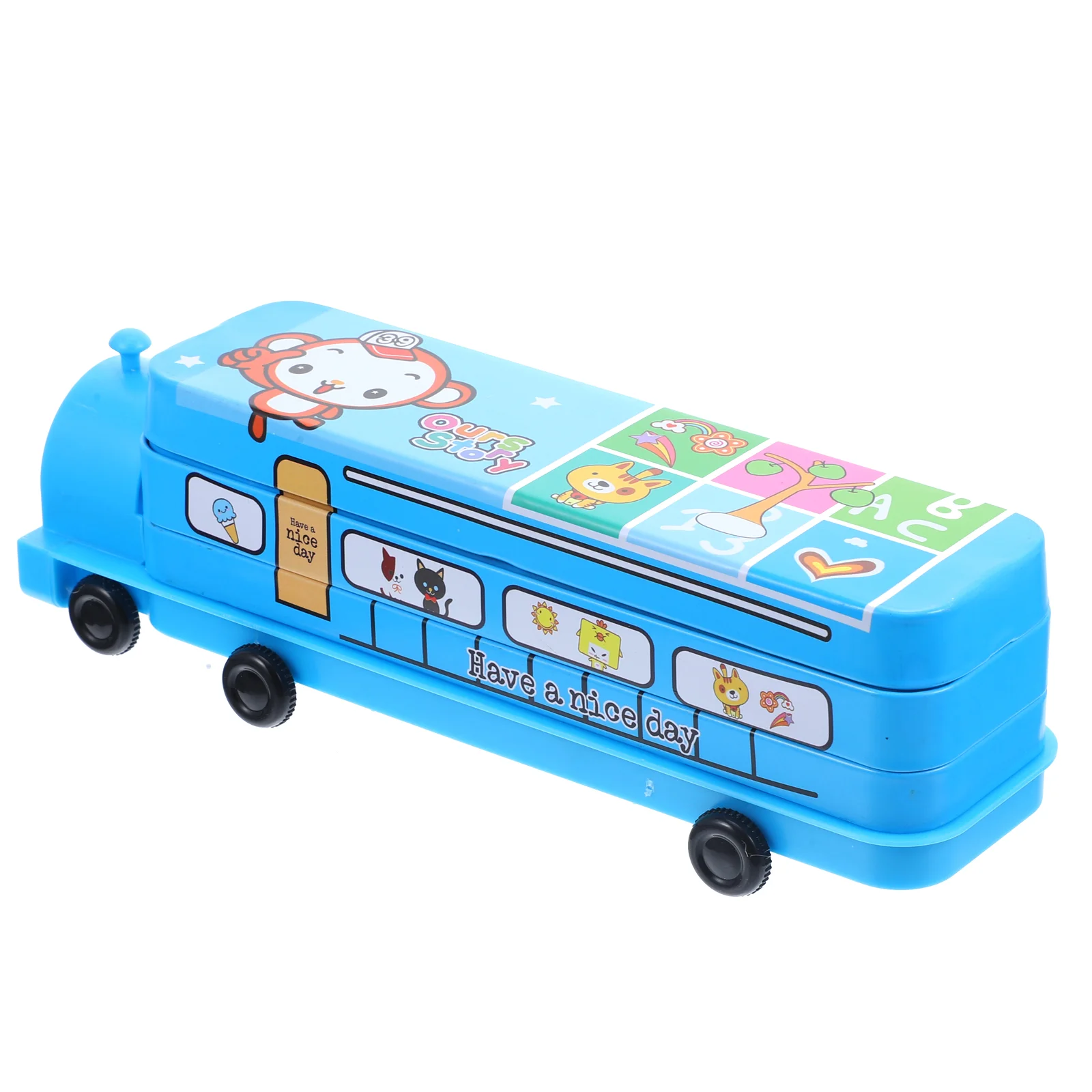 

Random Pattern Pencil Case Cartoon Train Shaped Box Metal Stationery Supplies Students'