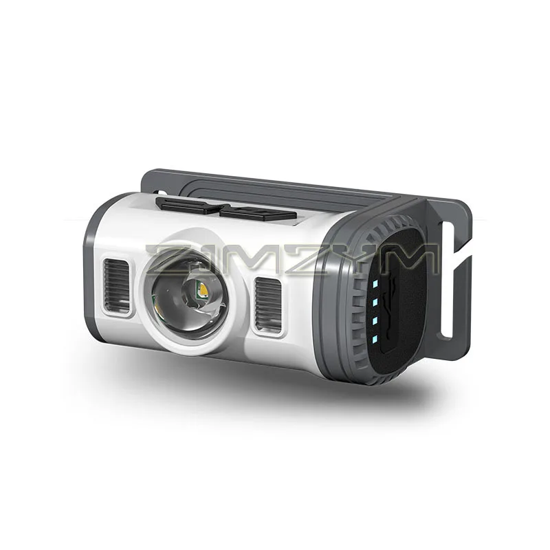 Faros delanteros LED de 8 modos, linterna de advertencia roja y azul, luz portátil con tapa con Clip, luz de búsqueda de pesca recargable
