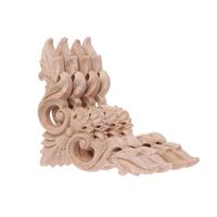 Wood Carved Corner Flower Onlay Applique, Unpainted Frame, Cupboard Cabin, 4Pcs per Set