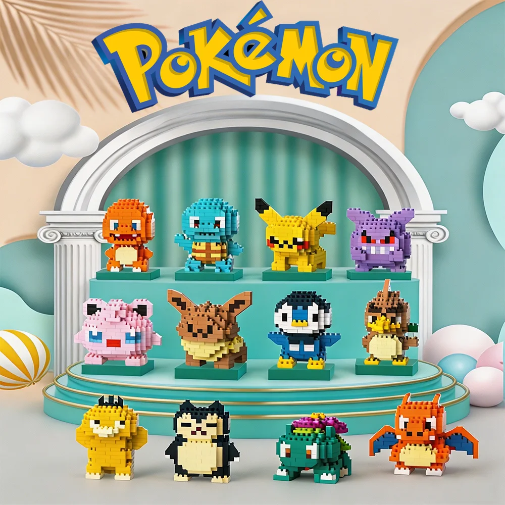 

Строительные блоки Pokemon Pikachu, Gengar, Bulbasaur, Charizard, модели персонажей аниме и мультфильмов, игрушки для детей, подарки на день рождения