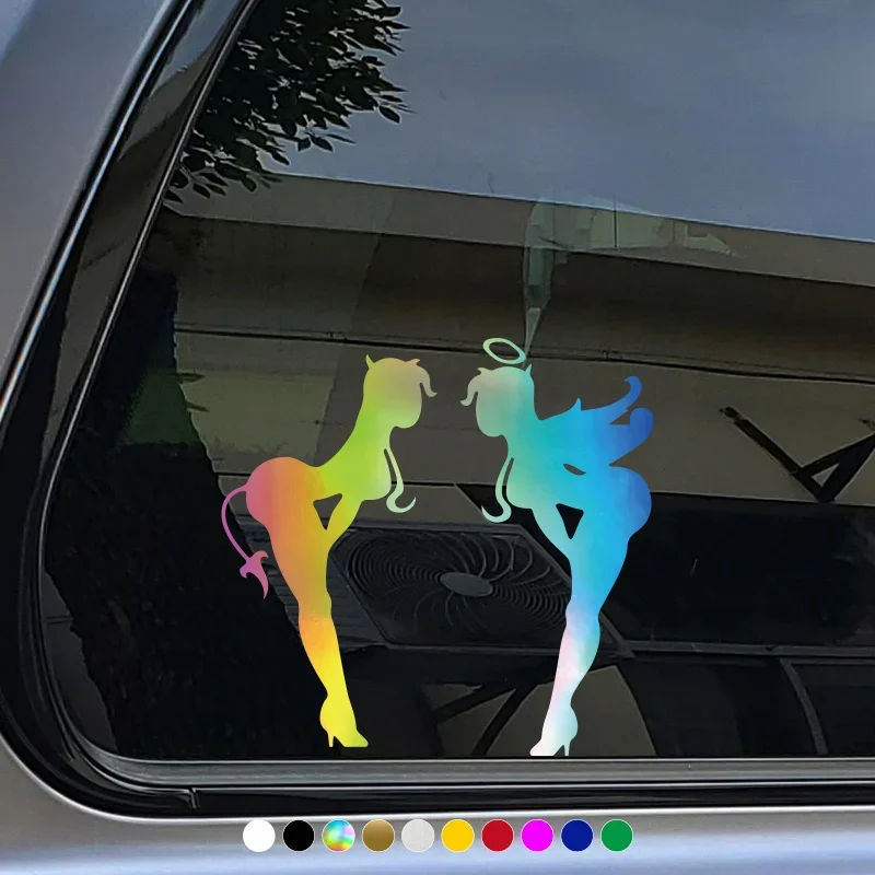2PCS Angel & Devil Girl Autoaufkleber, stilvoller Autoaufkleber für die Außenpersonalisierung im Auto