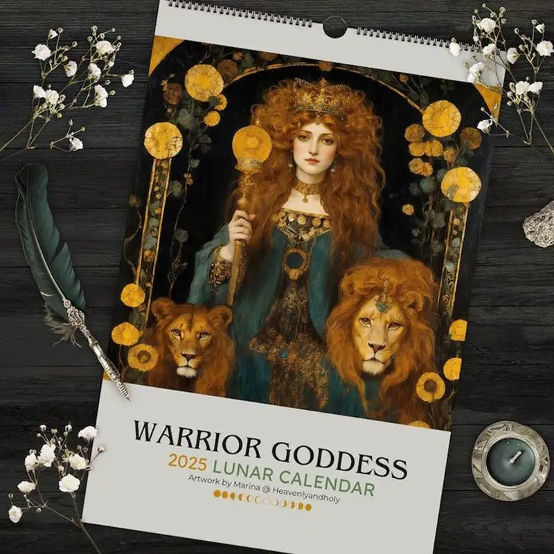 Warrior Goddess 2025 Moon Phase Calendar 2025 Warrior Goddess Lunar Calendar Home Ornaments Wall Calendar Room Decor