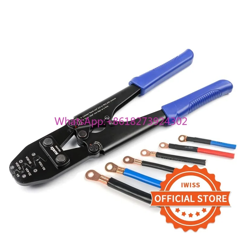 IWISS IWS-5100A عروات البطارية وموصلات الأسطوانة المفتوحة أدوات العقص تعمل مع سلك AWG 16-4
