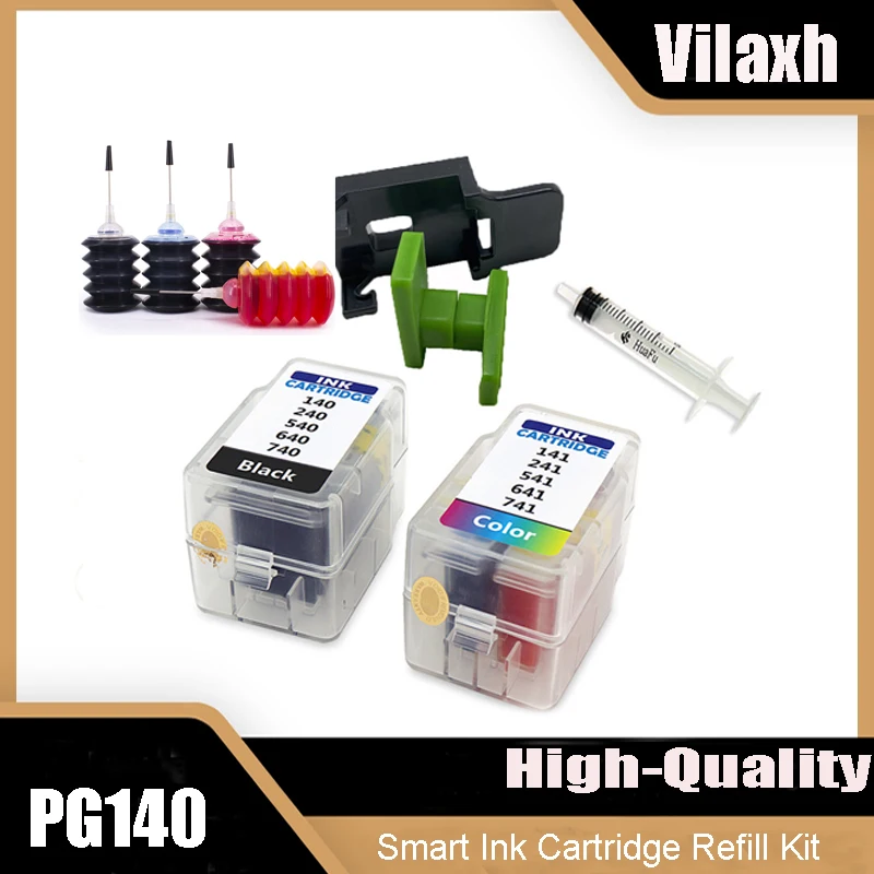 

Vilaxh 140XL 141XL Smart Ink Cartridges Refill Kit for Canon PG140 CL 141 Pixma MG2400 MG2500 MG4110 MG4210 MG3110 MG3210