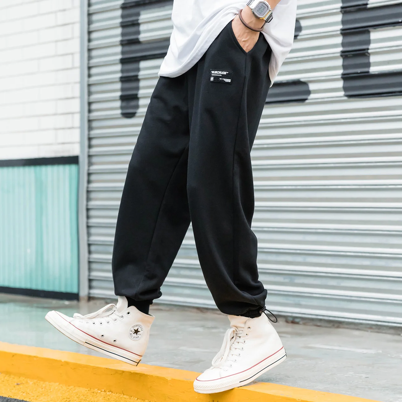 Hop Hip Harem Pants Streetwear Pure Color Labeled Sweat Pants Sweatpants 2022 Sprng Harajuku Oversize Loose Joggers Men Trousers