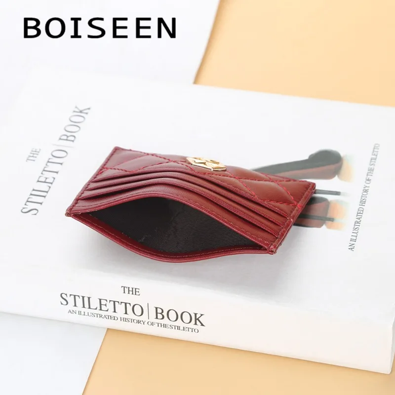 Baellerry Women's Boho Embroidery Card Case Ultra Slim Mini Wallet Card Holder Female Mini Plaid Purse High Quality Fashion New