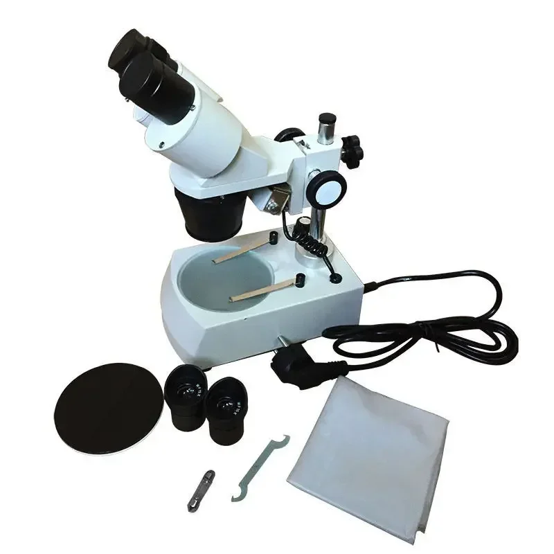 30X 60X PCB Gem Jewel Inspection Binocular Stereo Microscope 8 Piece Set w/ Top Bottom Light f Electronics Repair Microscopio