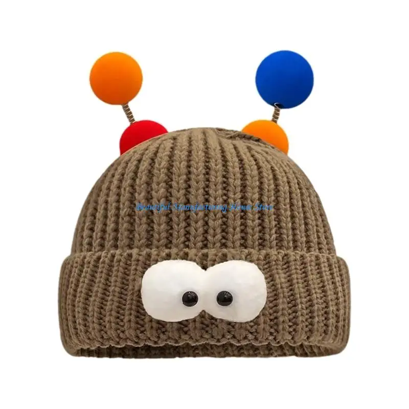 

E56A Punk Teenagers Beanie Elastic Windproof Cartoon Monsters Eyes Hat Ear Protector Hat Adult Winter Cycling Skiing Supplies