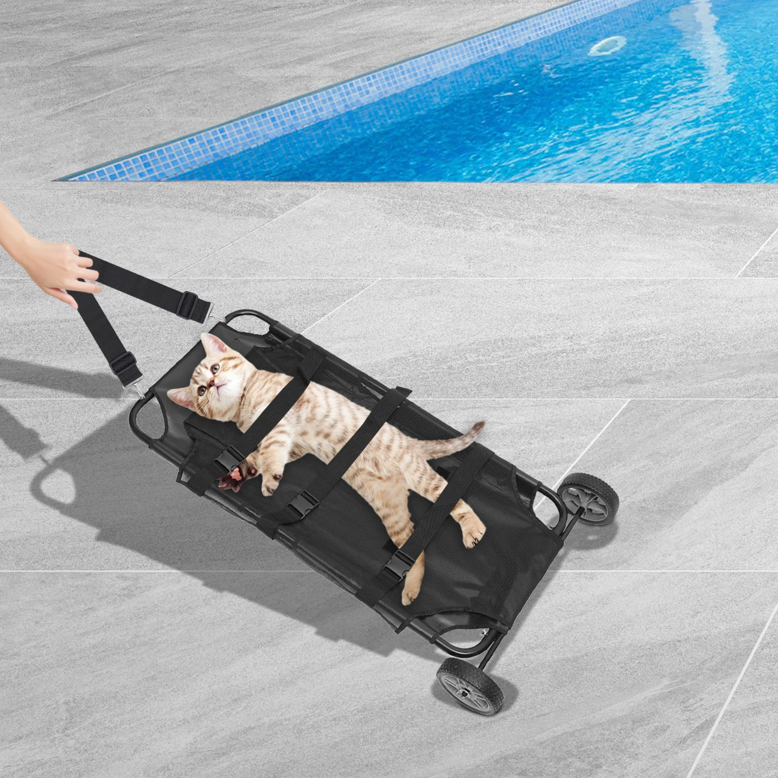 

Foldable 110LBS Capacity Pet Stretcher, Stainless Steel & Oxford Cloth for Injured/Anesthetized Pets in Rescue