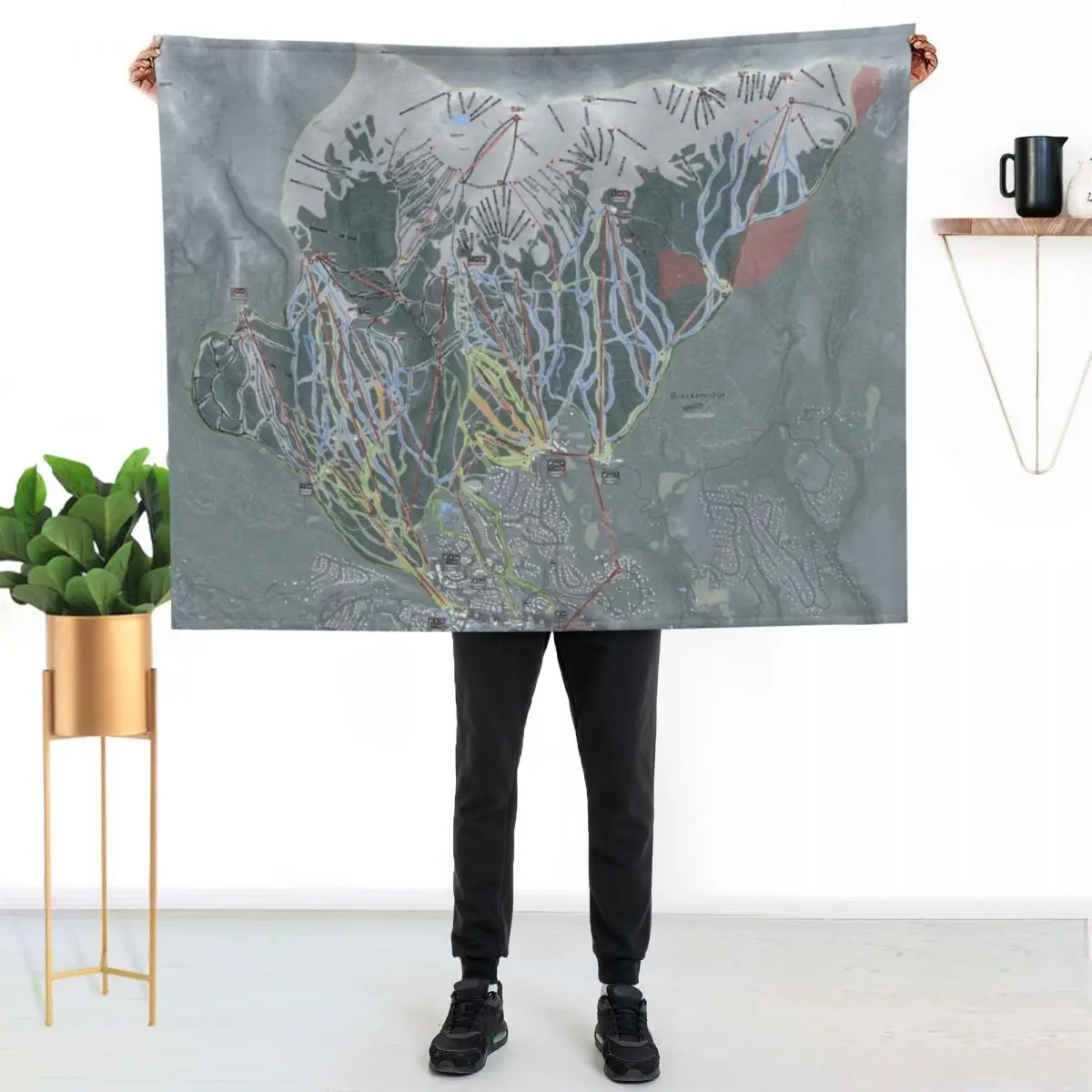 

Breckenridge Resort Trail Map Throw Blanket Year Round Soft Comfortable Blanket for Home