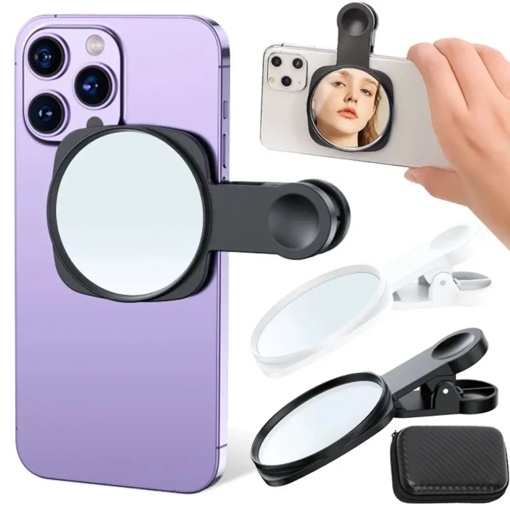 Back Rear Phone Camera Mirror Reflection Clip Kit Dustproof Cloth With Storage Bag Selfie Reflector Mirrors Accessories