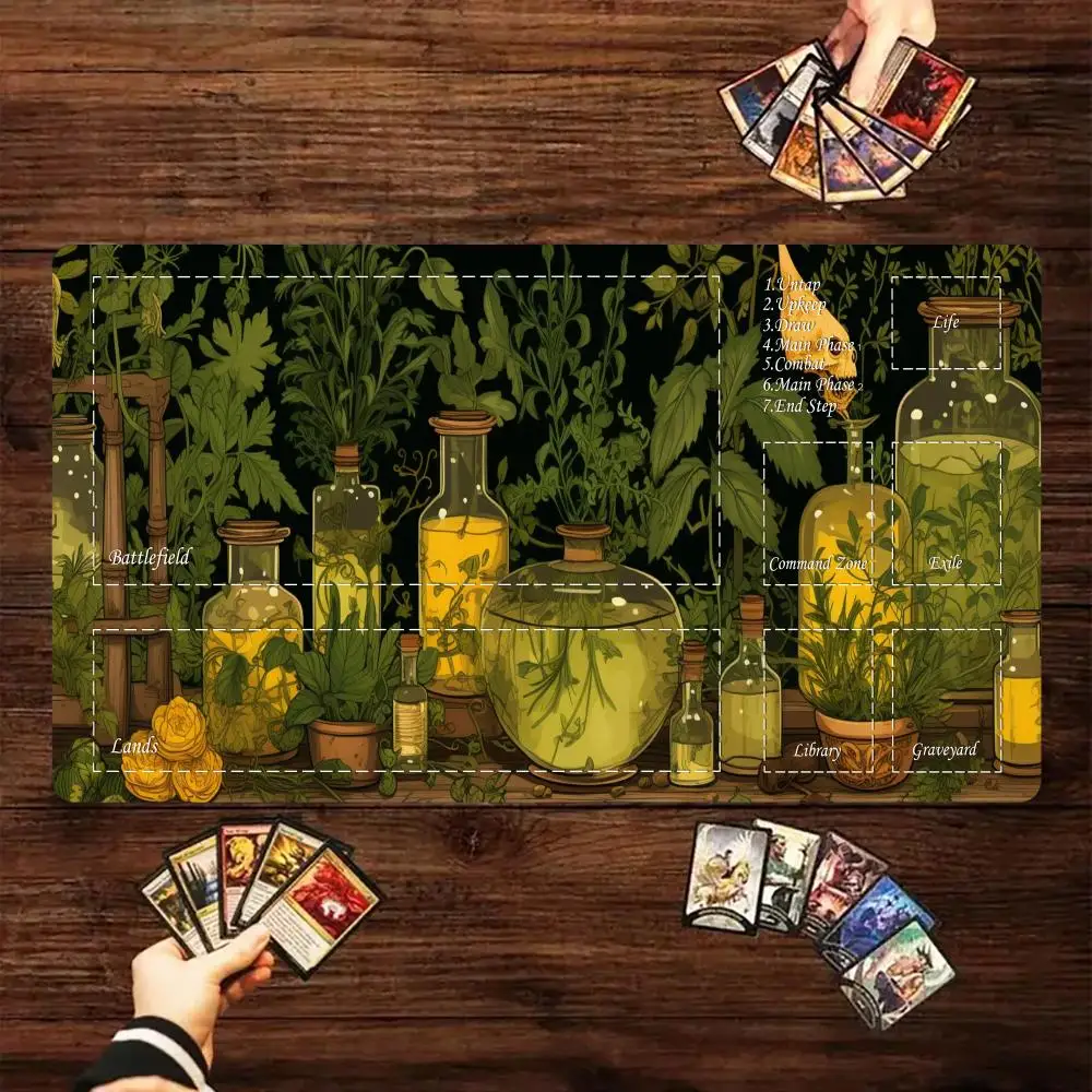 

Волшебный игровой коврик с зонами, стеклянная банка для растений, украшение, тема, игровой коврик MTG, игровой коврик, настольный коврик, командир, боевой игровой коврик