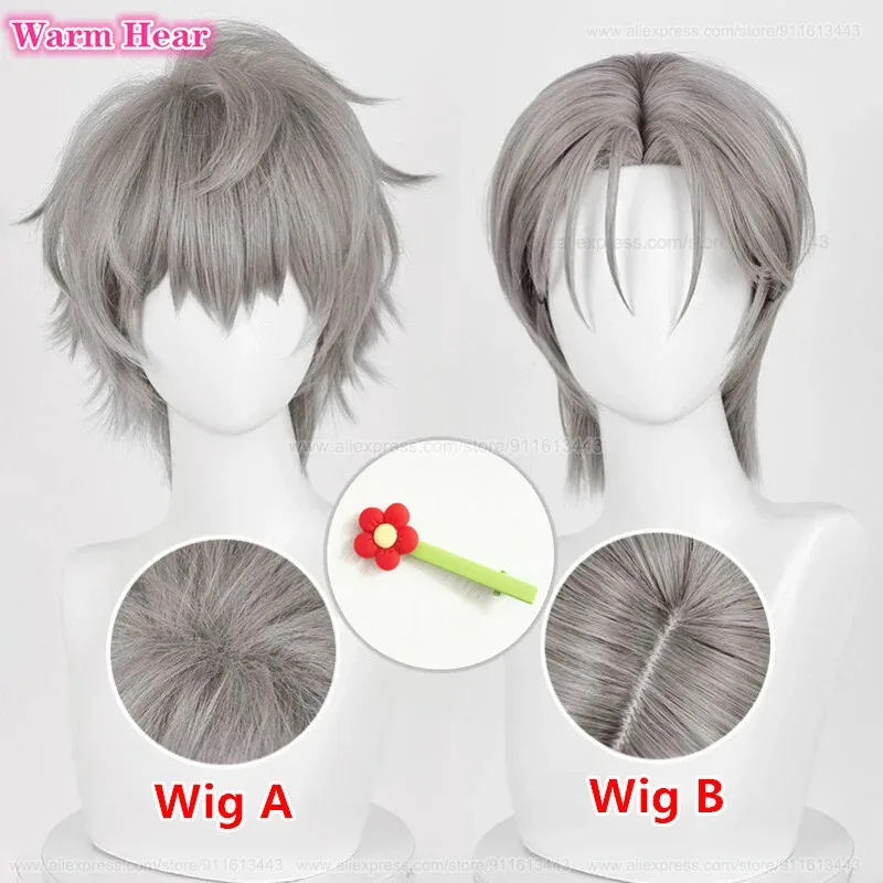 20252 أنماط حتى الاصطناعية قصيرة 30 سنتيمتر رمادي تأثيري أنيمي مقاومة للحرارة الشعر هالوين شعر مستعار للحفلات + شعر مستعار مجاني C #2