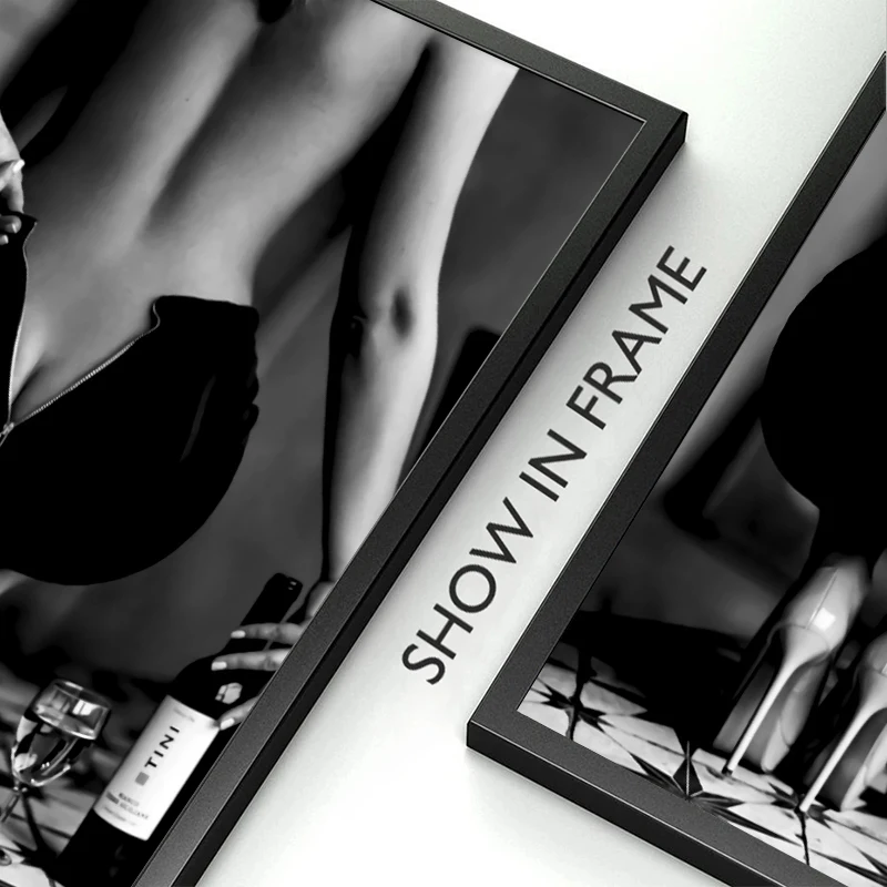 Vintage Black and White Sexy Woman Drinking Smoking Poster Photography HD Picture Canvas Paintings for Living Room Home Decor view 5