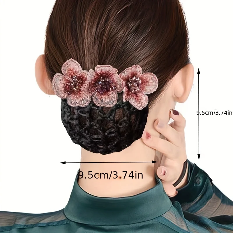 Elegant Beaded Floral Hair Net for Women - Sophisticated Vintage Style Accessory, Perfect for Professionals & Special Occasions