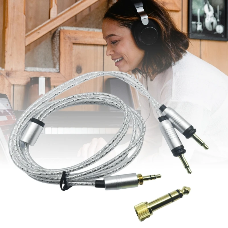 Flexible PVC Headphone Replacement Wire Double Interfaces Adapters Tangles Proof Design Professional Sound Equipment 83CE