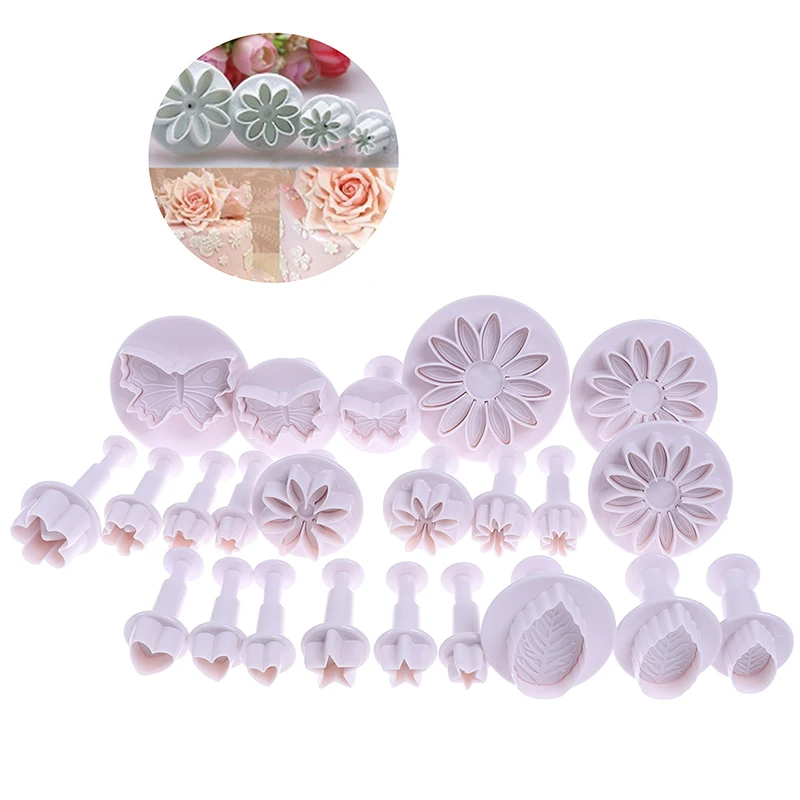 New Plastic Flower Fondant Cake Tools Sugar Craft Plunger Cutter Baking Cookies Mold