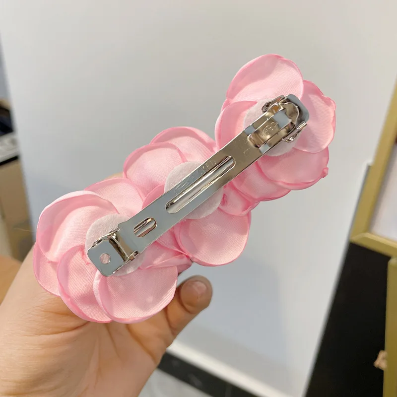 1-2 قطعة من مشبك شعر ديكور زهرة الورد الأورجانزا مشبك فرنسي أنيق للنساء مشبك ربيعي