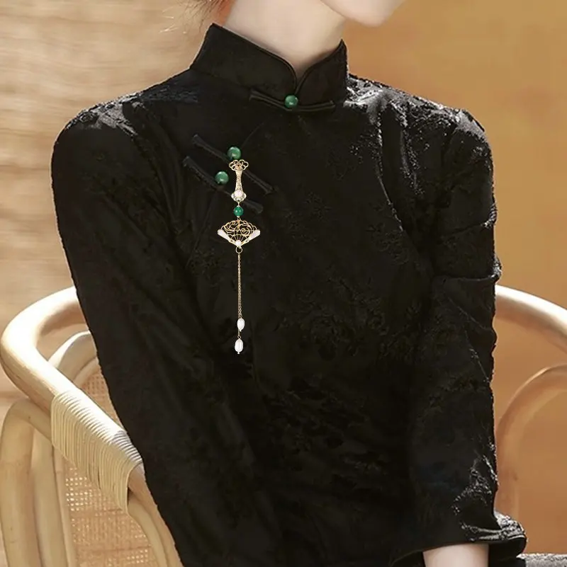 

Tassel pendant, Hanfu accessory pin, new cheongsam lapel fan brooch