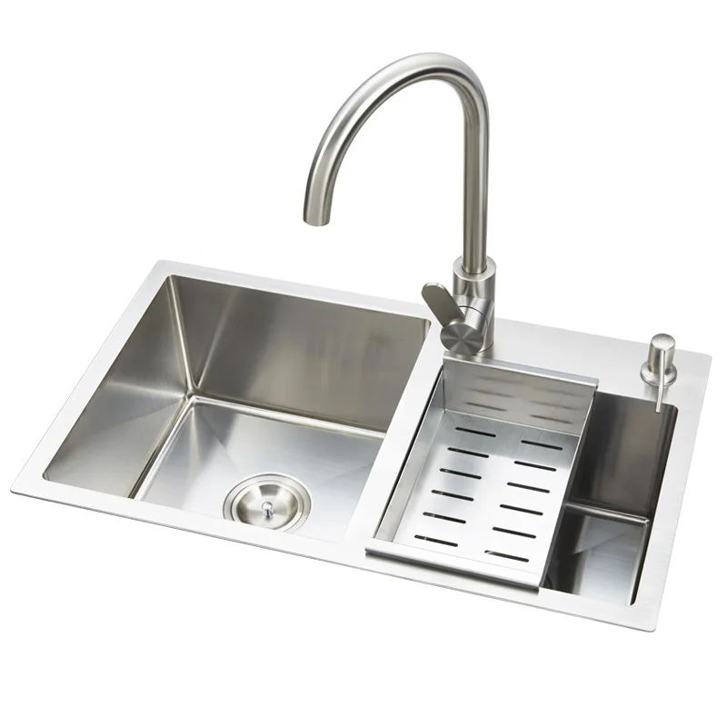 

Counter, kitchen, household, double sink, thickened, enlarged 304 stainless steel