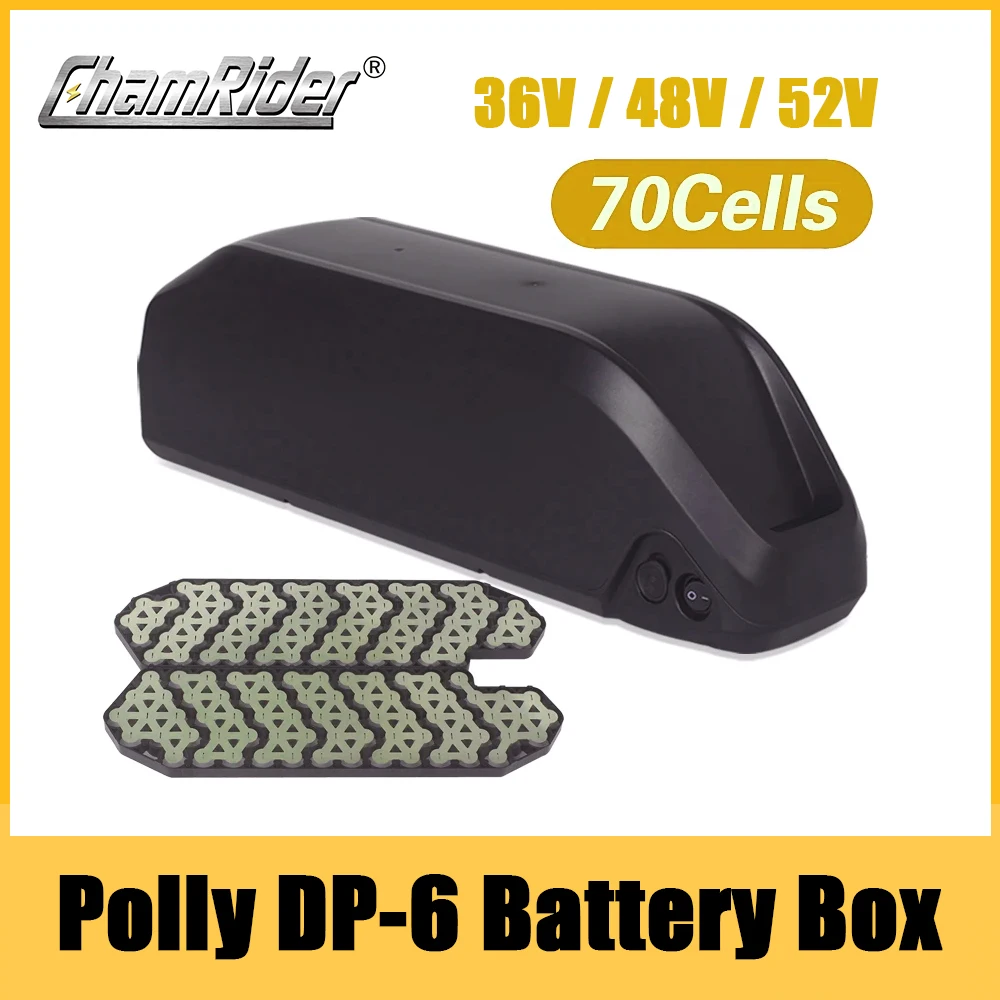 ChamRider-Polly 6 E-bike Battery Case, Down Tube, Downtube Electric Bike, Nickle Strips, 18650 Cells, 10S6P, 13S, 14S, 5P