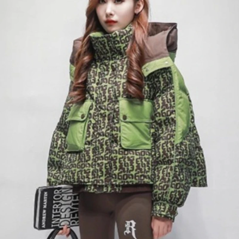 Women's Winter Autumn Tops Jacket Cotton Coat Printed Short Thickened Comfortable Simple Advanced Fashion New Soft Slim Niche