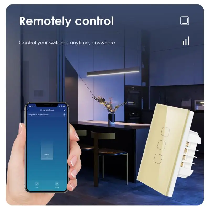 Aubess WiFi Tuya Switch Smart Light Switch With Capacitor Universal EU/US Smart Life APP Control Support Alice Google Home Alexa