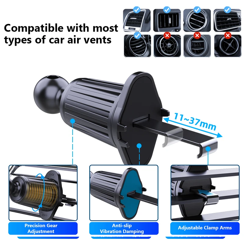 Premium Waterproof Car Mount Flexible Air Vent Phone Holder with Smart Tracking Adjustable Hook Universal for All Smartphones