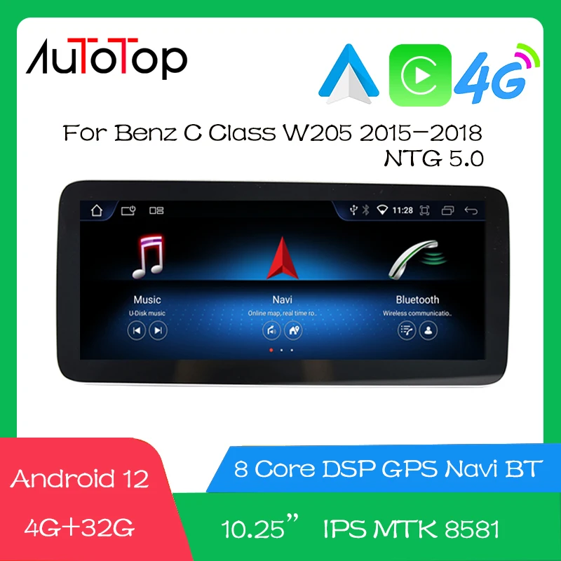 AUTOTOP Android 13 Android Car Radio For Mercedes Benz C W205 GLC-X253 V CLASS W446 2015-2020 Audio Stereo Car Multimedia Player