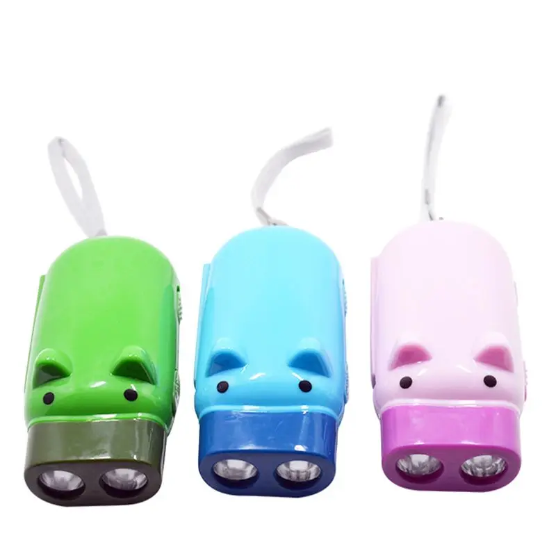 

Mini Hand Pressure Pig Torch Self-generating LED Flashing Light Portable Flashlight With 2 LEDs (Random Color)