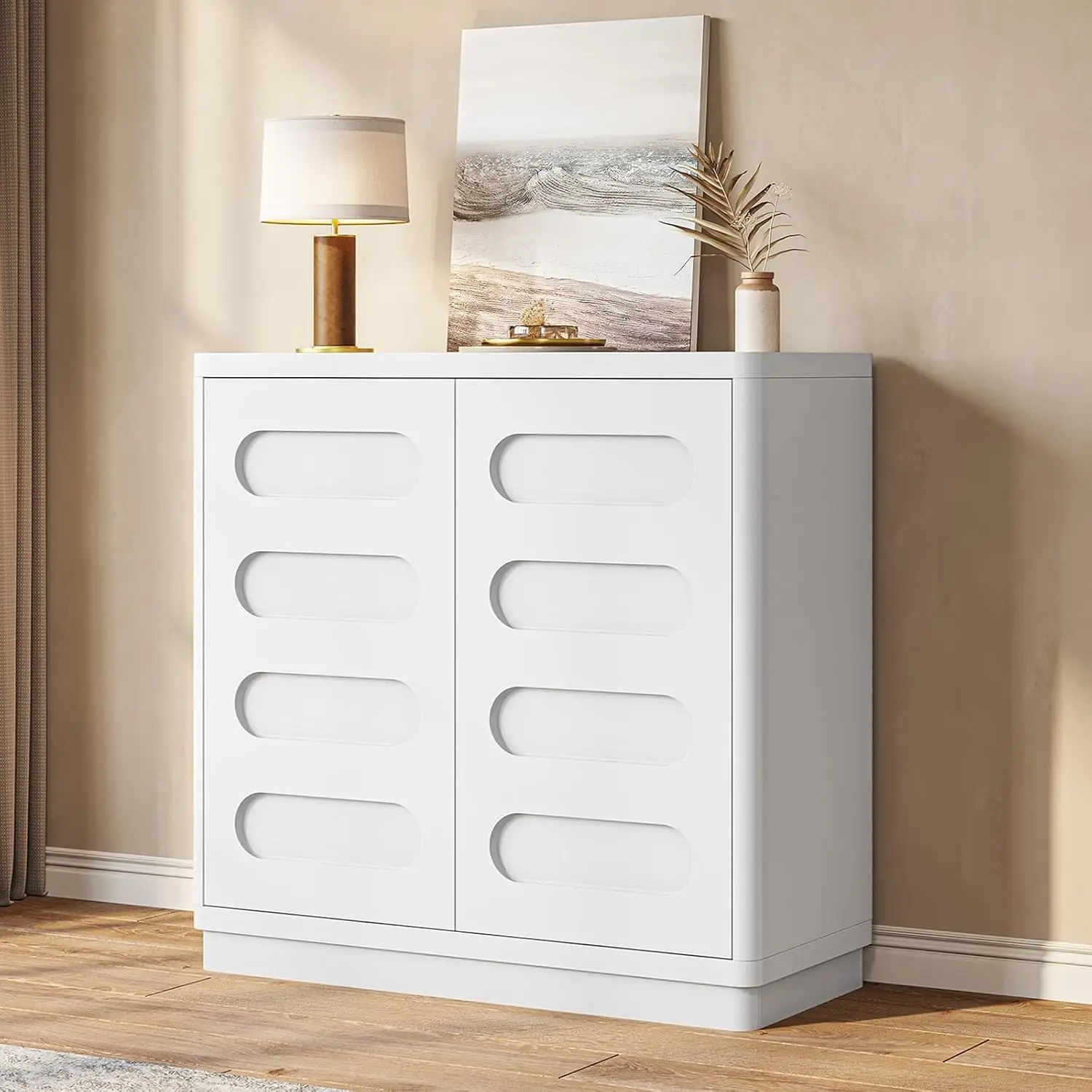 Mueble de Cocina de Madera para el Hogar, Armario de Almacenamiento con Estante Ajustable y Mueble Moderno con Base para Comedor o Sala de Estar