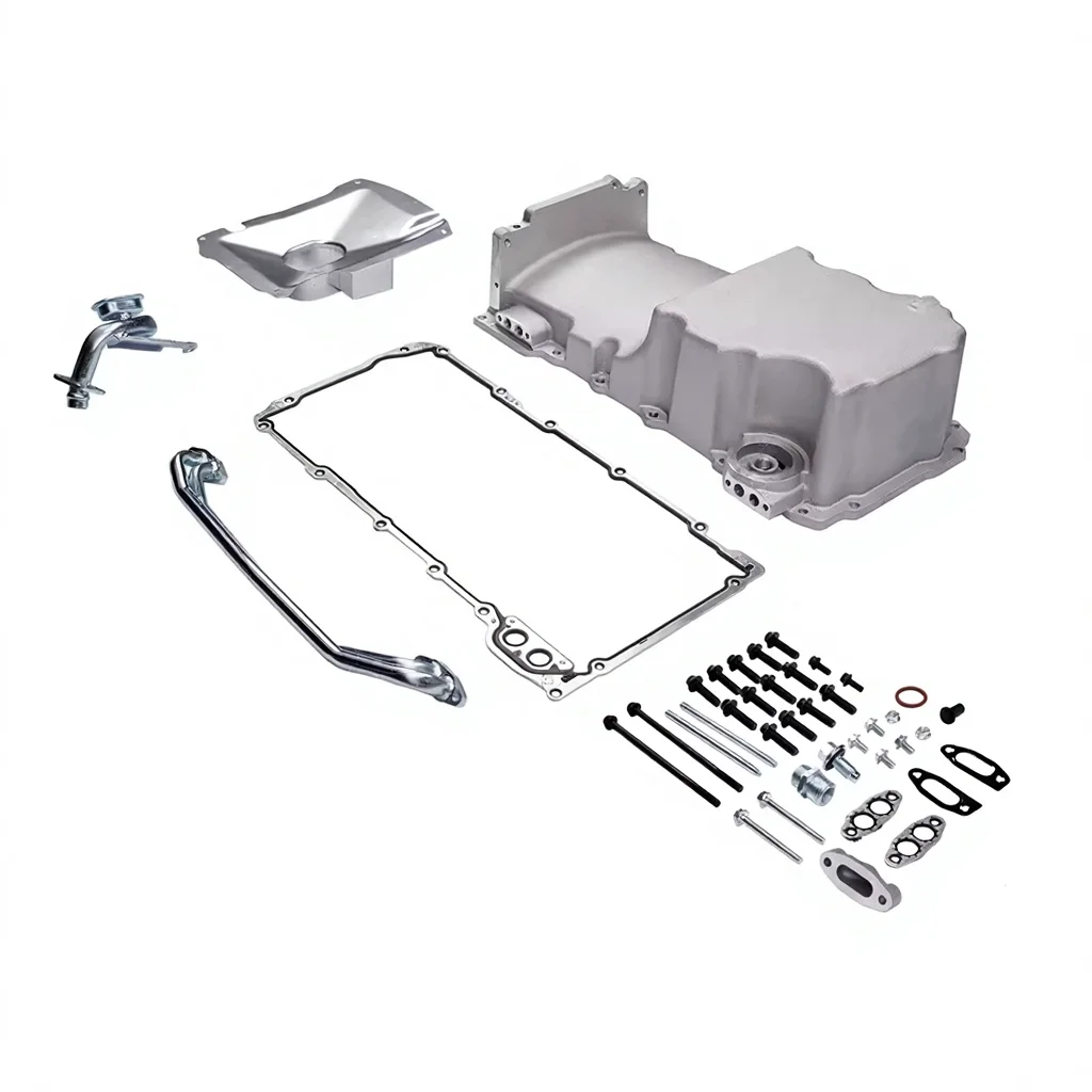 MATCHWAY Satin Black Polished Front Wet Sump Retro Engine Oil Pan Kit for g-m LS1 LS2 LS3 LSX 4.8 5.3 5.7 6.0 6.2 1958-1987STOCK