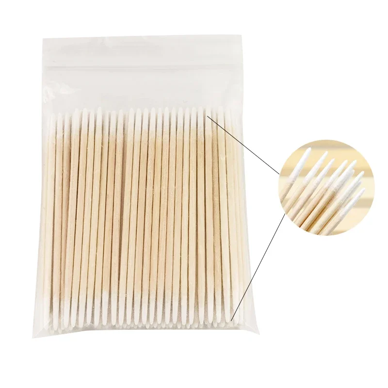 100-500Pcs Nails Wood Cotton Swab Clean Sticks Bud Tip Wooden Cotton Head Nail Polish Remover Art Tool Manicure Detail Corrector