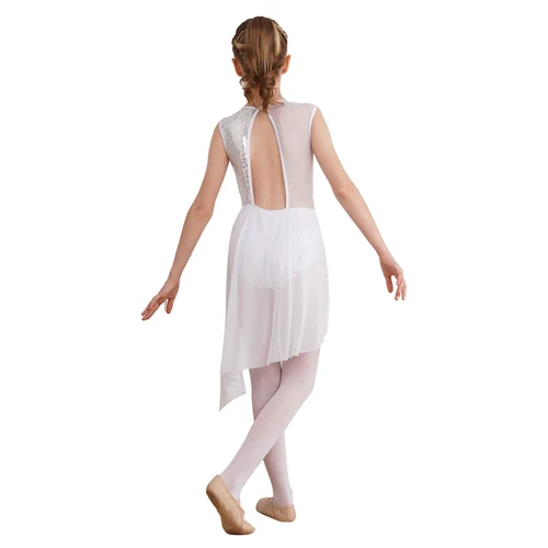 Imagen 2 del producto Vestido de Ballet de patinaje artístico para niños y niñas, leotardo de gimnasia con espalda hueca, Ropa de baile lírica contemporánea Irregular