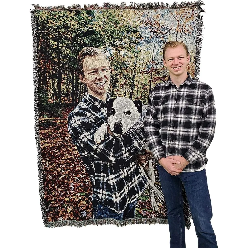 

Personalized Woven Photo Blanket - Not Printed - Custom Gift Picture Tapestry 100% Cotton (72x54), Tapestry