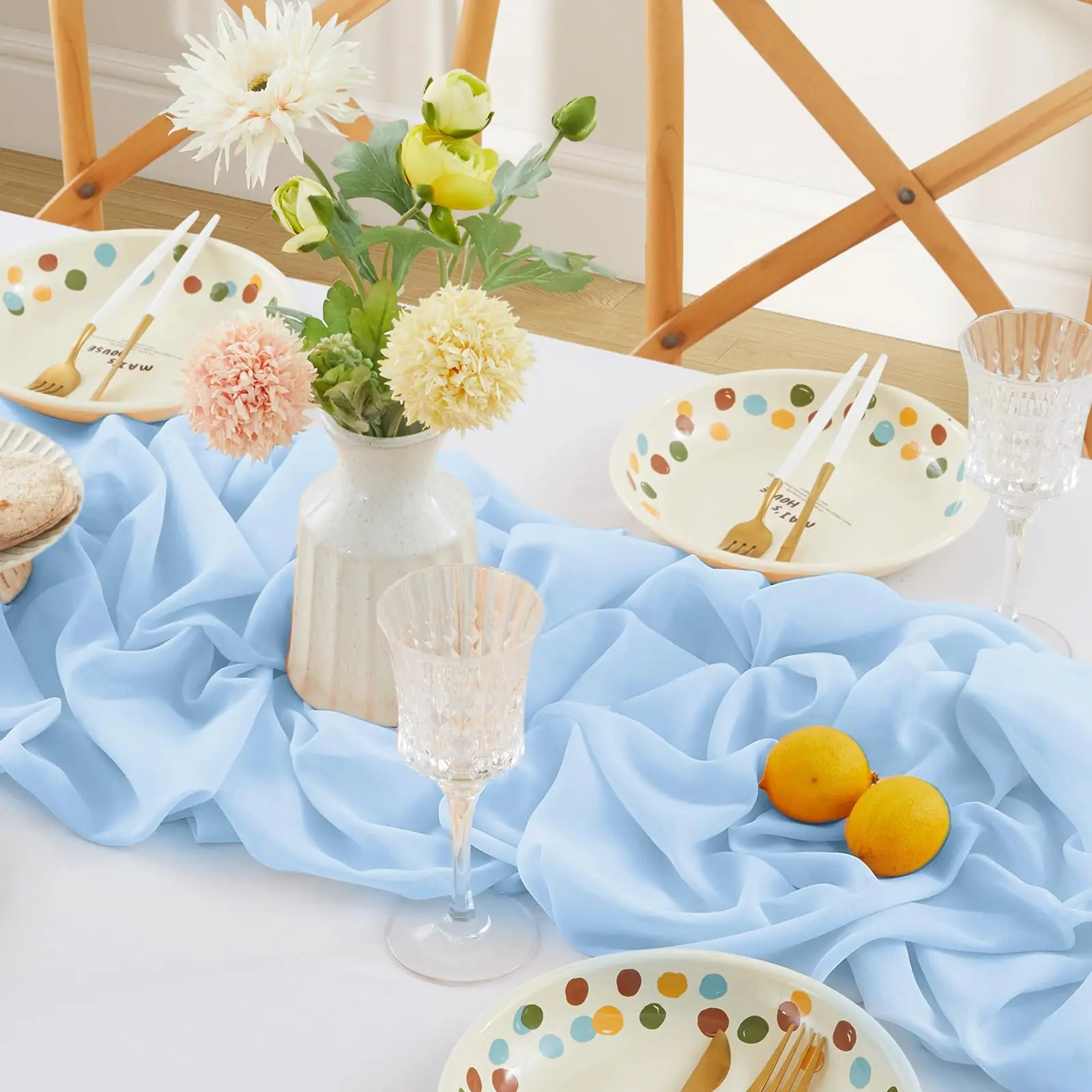 Wedding Chiffon Table Runners Boho Rustic Sheer Chiffon Runner Romantic for Birthday Party Bridal Baby Shower Table Decorations