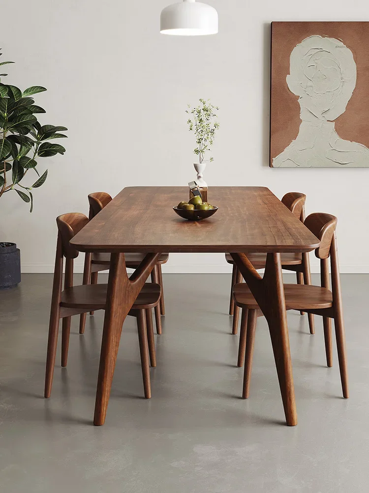 All solid wood table walnut  ash wood dining table household small apartment