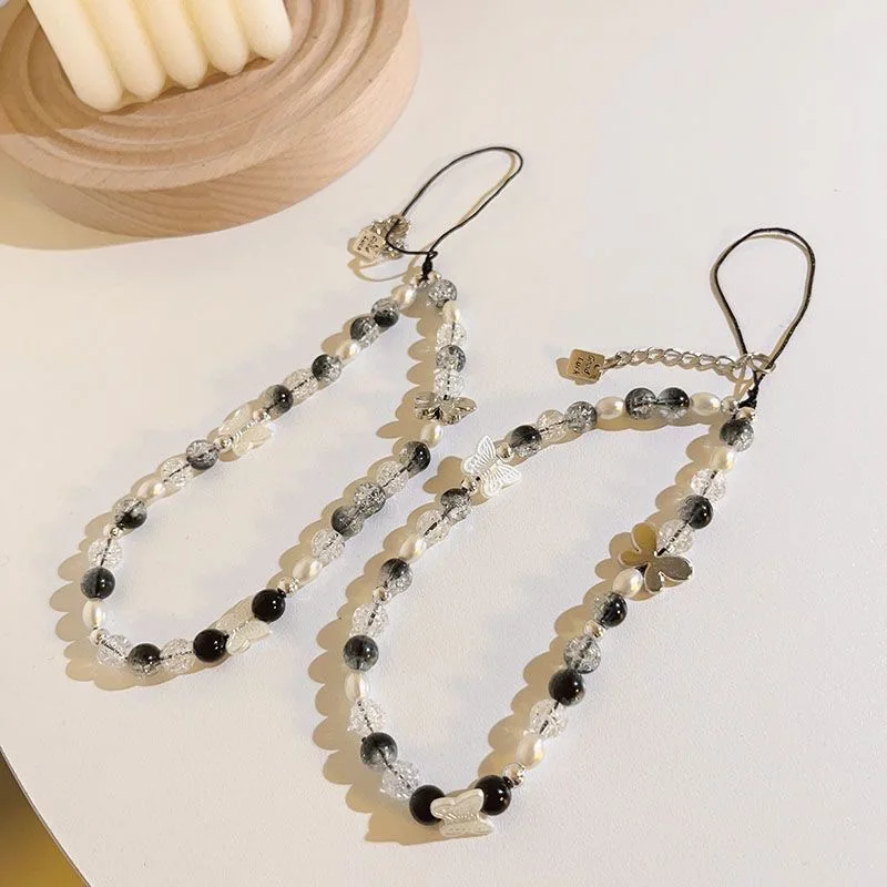 Cute Butterfly Pearl Beaded Phone Chain