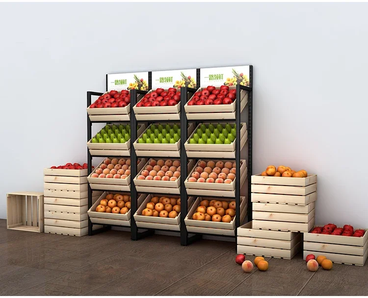 متجر الفاكهة خزائن عرض الخضروات رفوف النبيذ خزائن الكيك سوبر ماركت طازج متعدد الطبقات