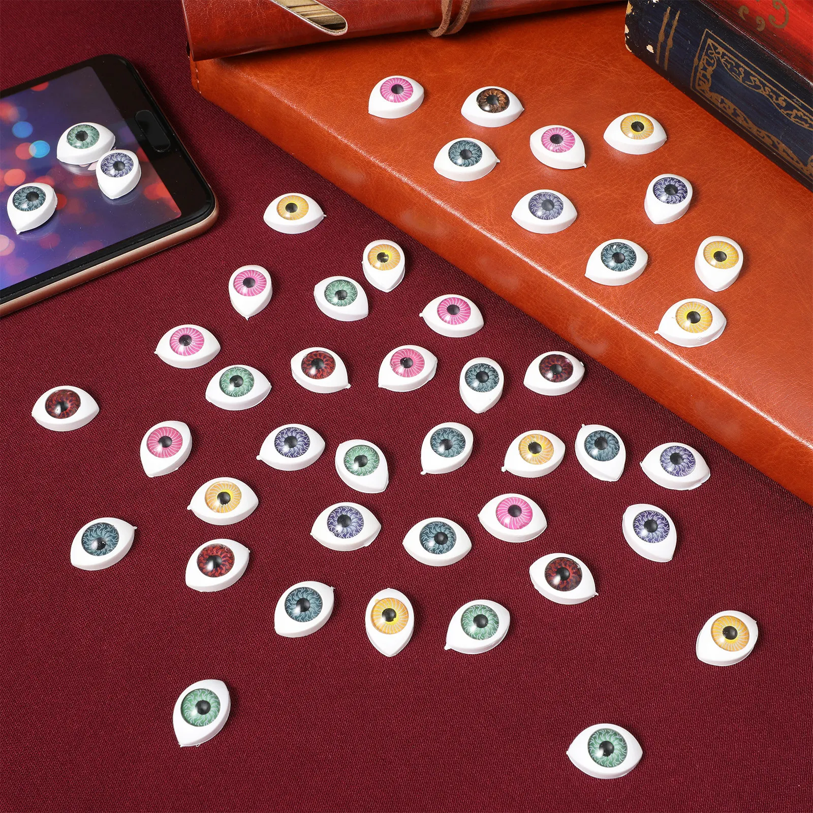 100 PCS DIY Accessories Realistic Eyes for Crafts Hemisphere Eyeballs Resin Fake Small Looking