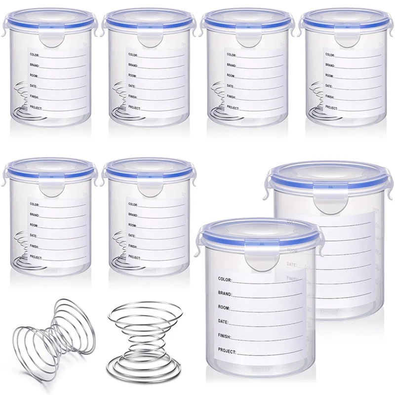 2025 Trend 8 Sets Paint Container Kit With Stainless Steel Mixing Ball Touch Up Paint Cups With Lids Paint Storage Containers Se