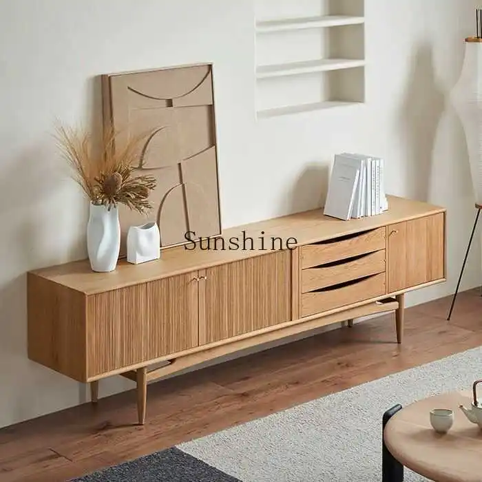 Wabi-sabi wind, TV rolling shutter door dining side cabinet Nordic modern simple small apartment living room savings